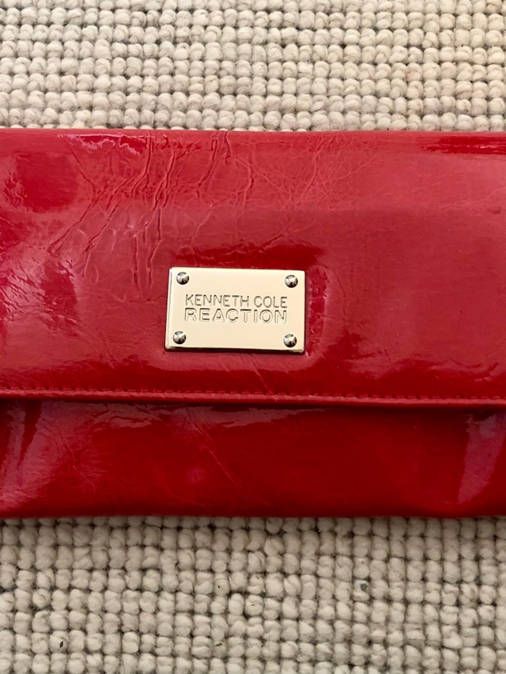 Kenneth Cole Y2K Inspired Red Chrome Patent Leather Wallet